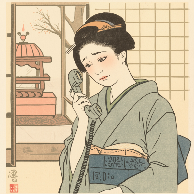 STEP1 お問い合わせ:不安そうに電話するご依頼者