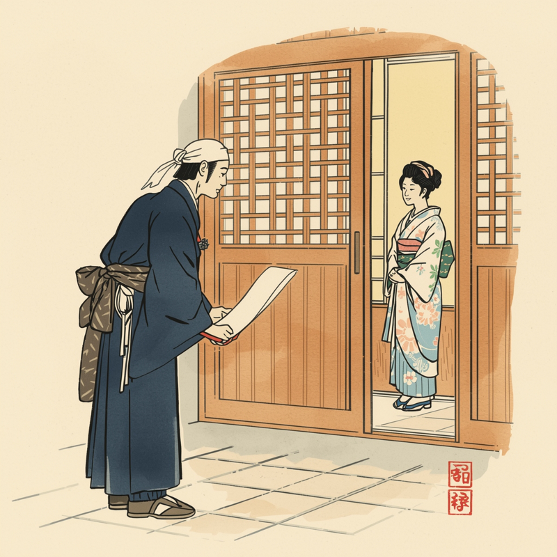 STEP2 無料お見積り:玄関で挨拶する清三郎