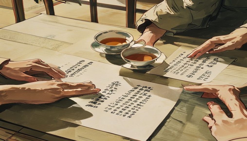 遺品整理を始める前に家族で決めておく5つのことを話し合うイメージ